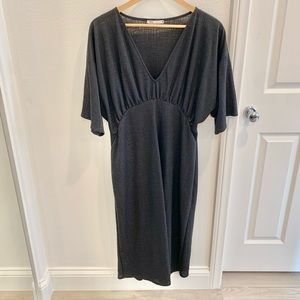 Zara black midi dress. Elbow sleeves, lightweight packable material, size large